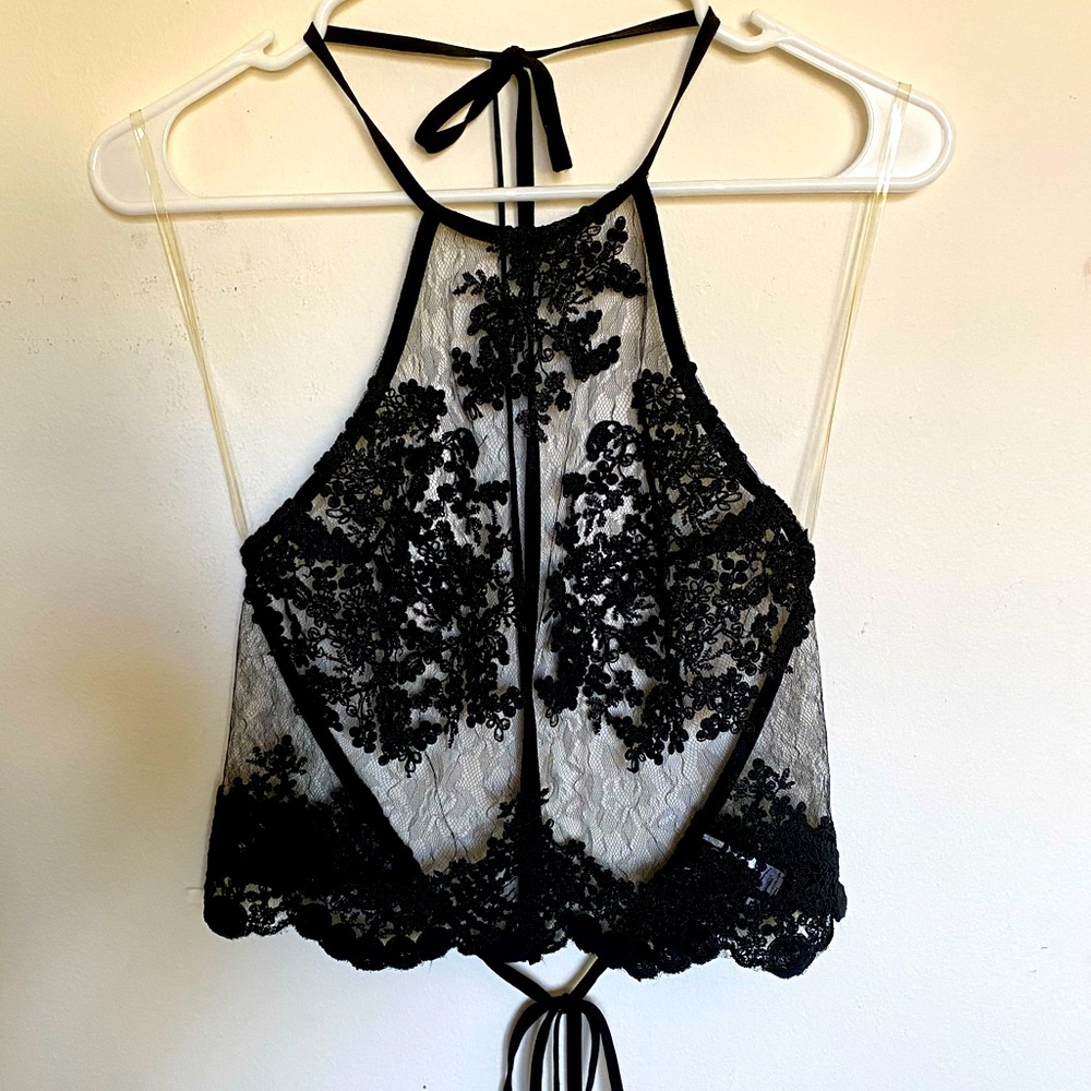 Backless Black Lace Top